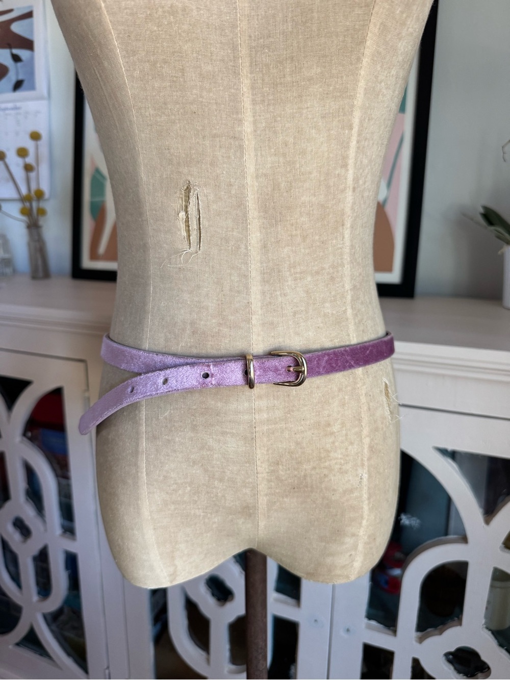 Anthropologie Slim Purple Suede Belt